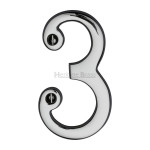 M Marcus Heritage Brass Numeral 3 - Face Fix 76mm Traditional font